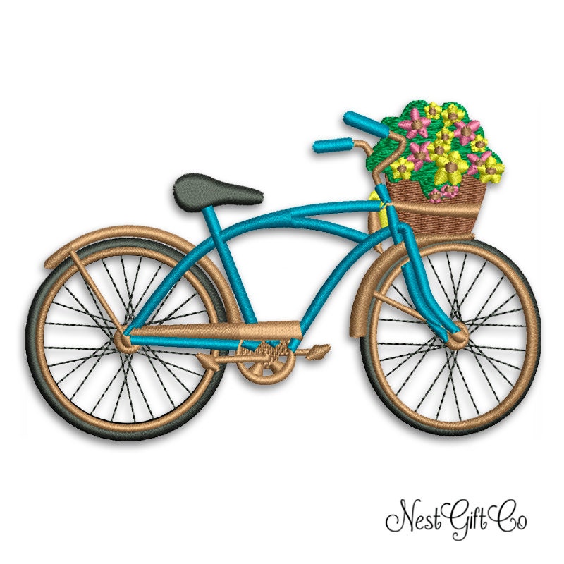 Embroidery design bike with basket instant downloads digital Embroidery design bike with basket instant downloads digital