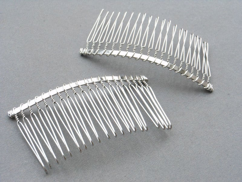 25 PCS Silver Tone Wire Hair Combs Silver Hair Combs 20