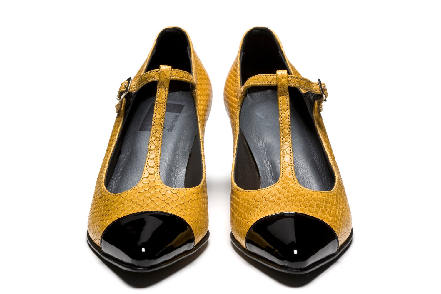 Berta Womens Black Yellow Mustard Patent Leather by myShoemaker