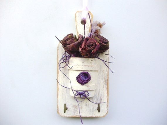 Portachiavi shabby con rose vegetali create con di marinellart