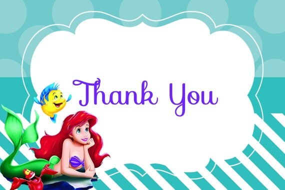 Items Similar To Instant Download The Little Mermaid Thank You Card 