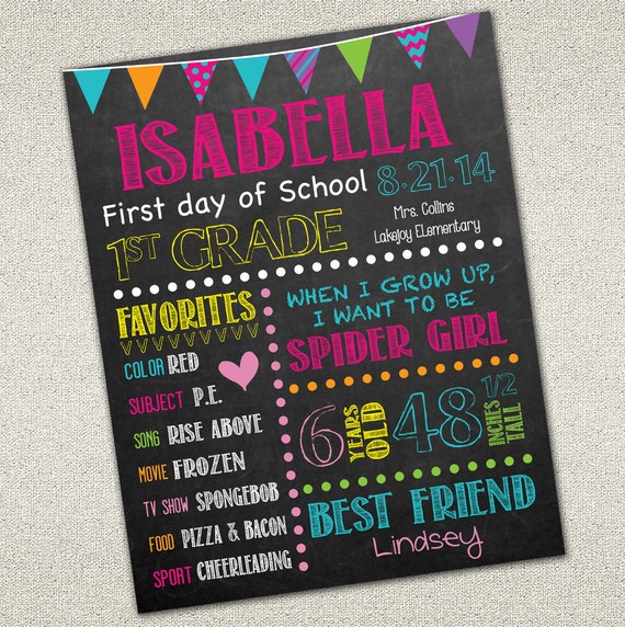First Day of School Sign | Back to School | Printable Chalkboard ...