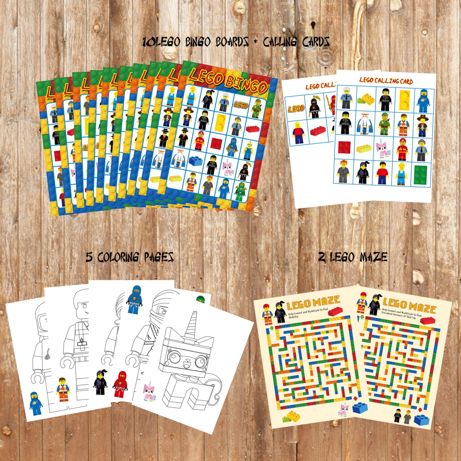DIY Printable Lego Party Game Pack. Lego Bingo by soardandelion
