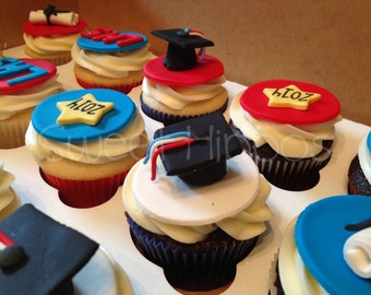 Fondant Graduation - Graduation Cake - Cupcake Toppers - Party