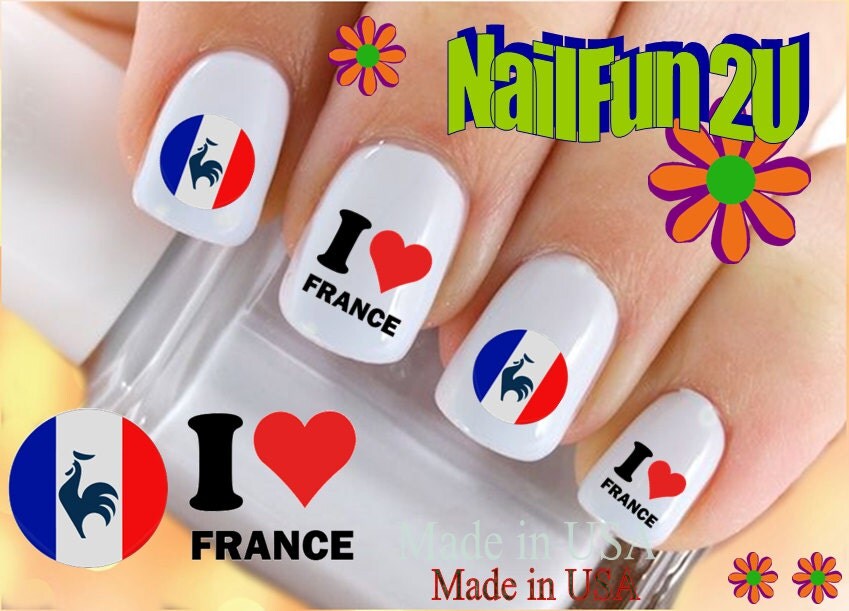 COUNTRIES Nail Decals FRANCE I Love France Flag