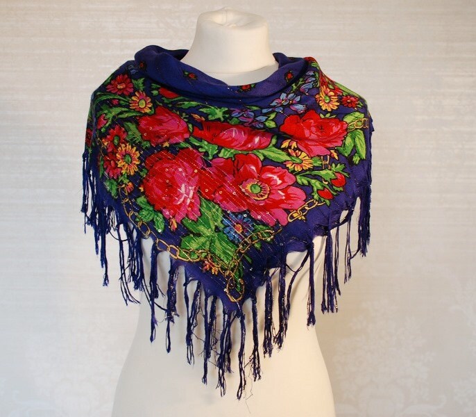 Women Vintage Spring Flower Spliced Scarf main image 0