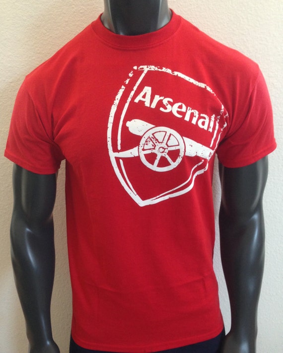 Arsenal FC Destroyed Logo TShirt Red/White by FuzzyRobotTees