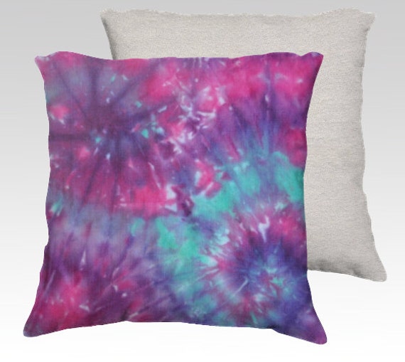 Items similar to Tie Dye Pillow CoverPurple Pink Teal Blue Spiral Tie