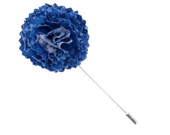 Blue Floral Print Lapel Flower Pin