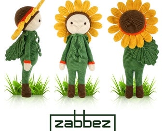 Crochet pattern amigurumi doll "Sunflower Sam" PDF