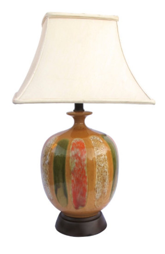 Ceramic Mustard Color Glazed Lamp by BuyFoundObjects on Etsy