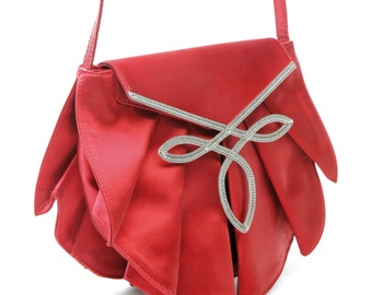 Besace en satin plissée bijoux - ROUGE