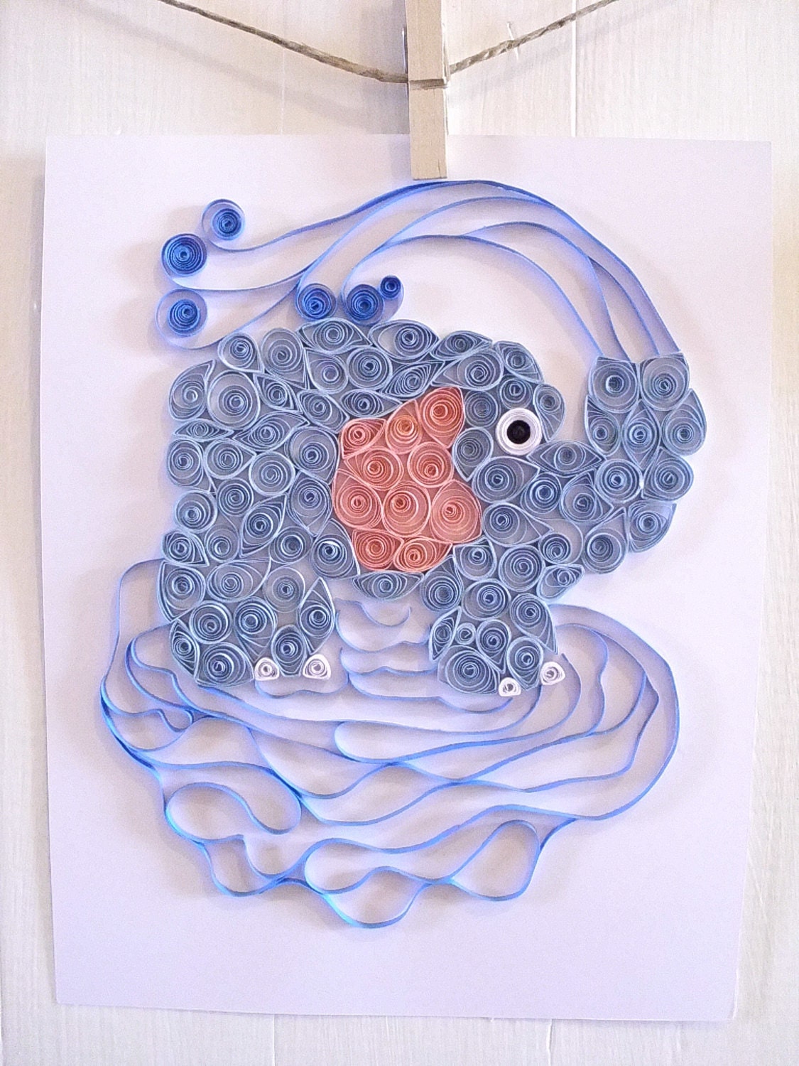 Quilled Baby Elephant by TheDaintyBadger on Etsy