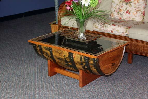 Items Similar To Whiskey Barrel Coffee Table On Etsy