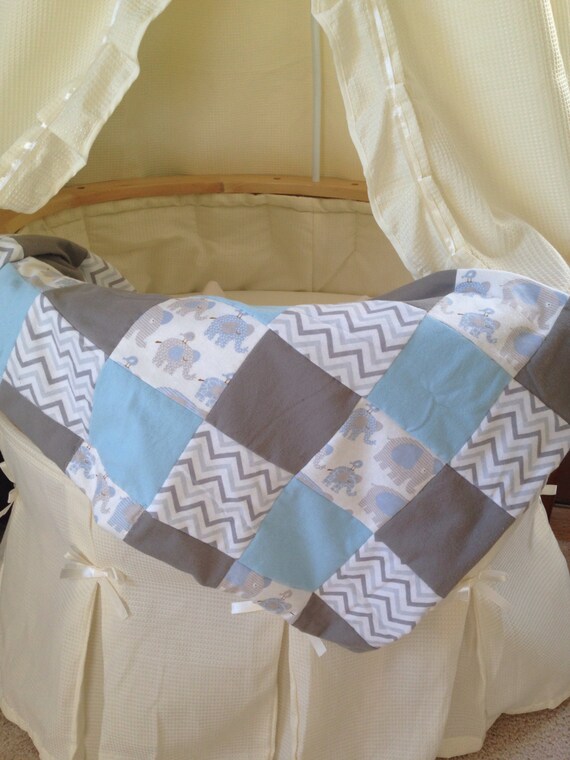Baby Boy Blue Elephant Quilt by on Etsy