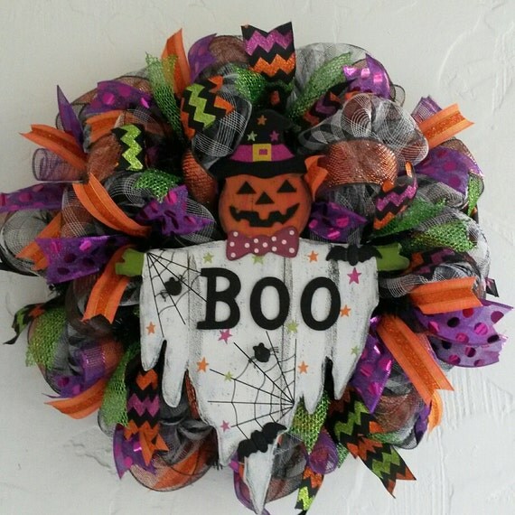 Halloween Boo Ghost Front Door Wreath