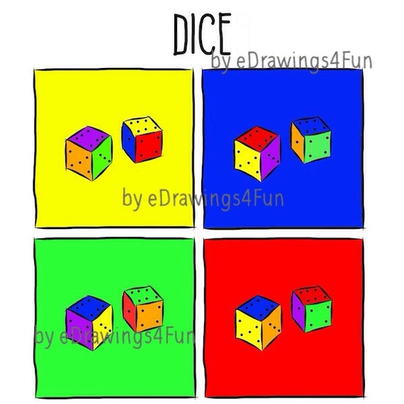 color dice printable digital artwork print by edrawings4fun