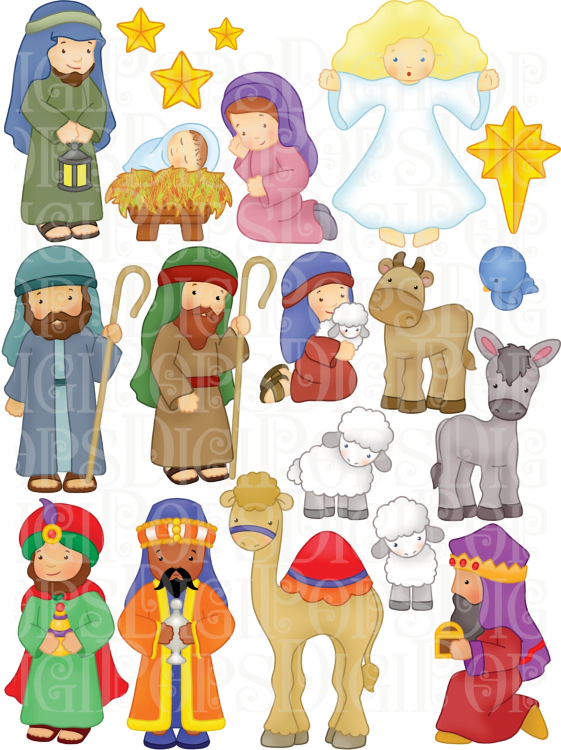 Nativity Digital Clip Art Set Personal and Commercial