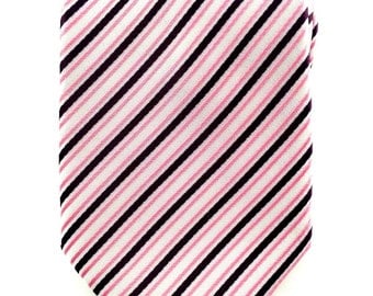 Mens Necktie Pink and White Striped Necktie 8.5cm Party Tie.Casual Tie.Handmade Tie. Pink tie.Formal Suit Tie.Business Tie.Wedding Tie.