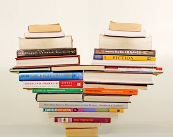 Heart Photo, Library Book Photo, 24x36 20x30 16x20 8x10 5x7 fine art, library book print, library wall decor art, geometric photograph, love