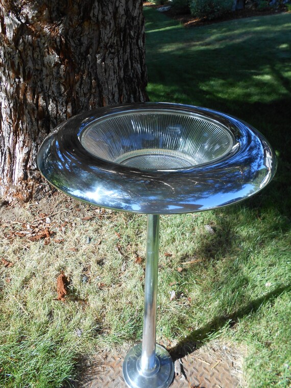 Art Deco Style Chrome and Glass Bird Bath Sun Catcher with