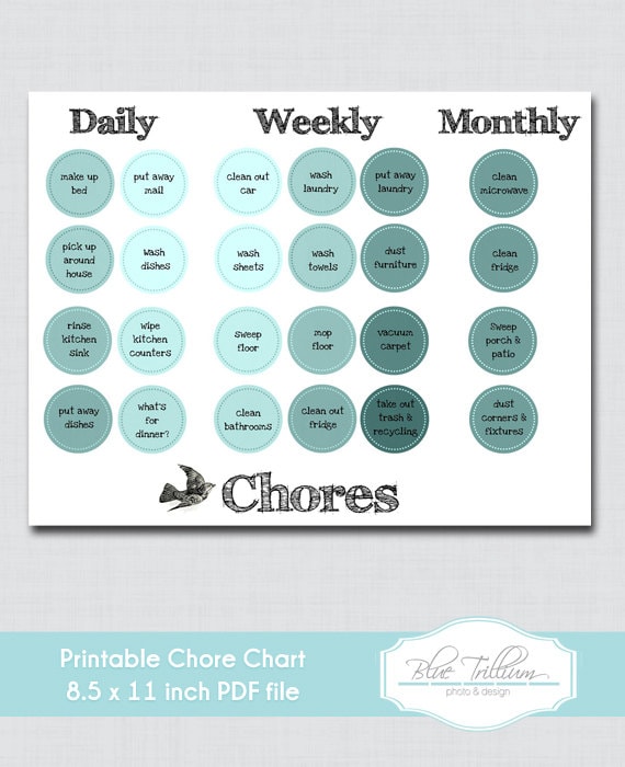 chore chart template daily weekly monthly