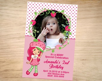 Strawberry Shortcake Birthday Invitation - Strawberry Shortcake Invitation - Strawberry Shortcake Invite - Printable Invitation - Digital