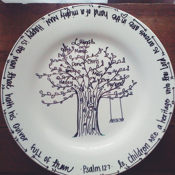 Personalized Hand Painted Family Tree Plate by PKMadison on Etsy