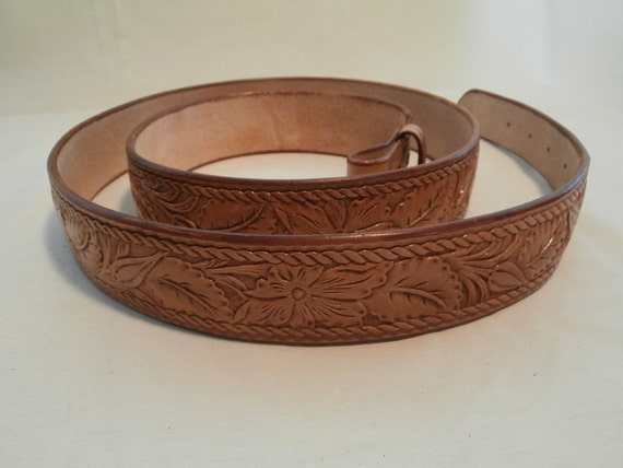 Western Scroll Hand Tooled Leather Belt by OutrageousLeather