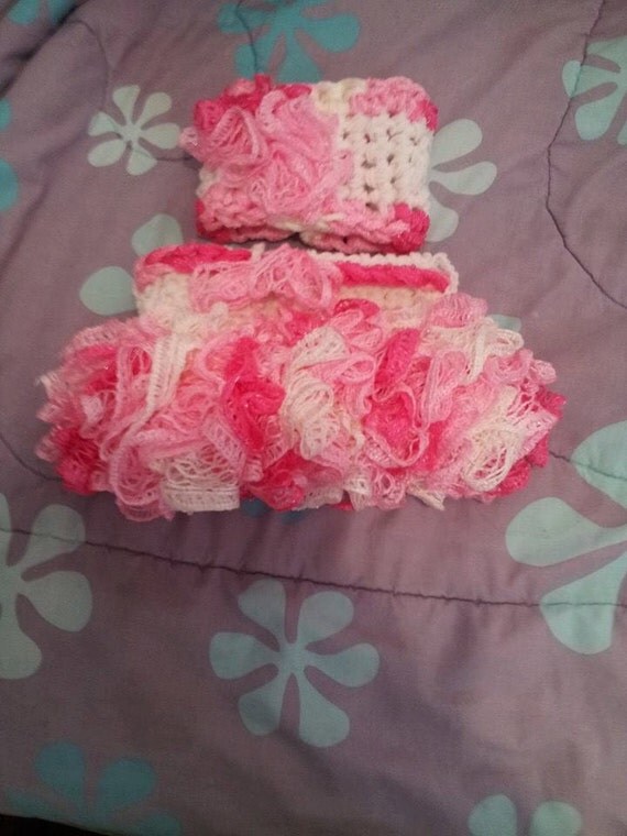 Crochet tutu and headband set by LittlePocketts on Etsy