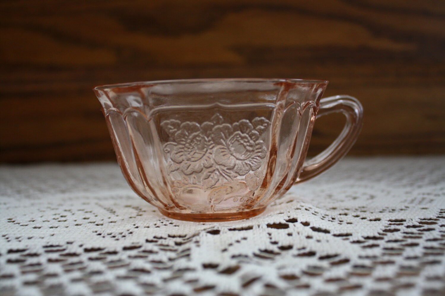 Mayfair Open Rose Pink Depression Glass Cups Set of 3