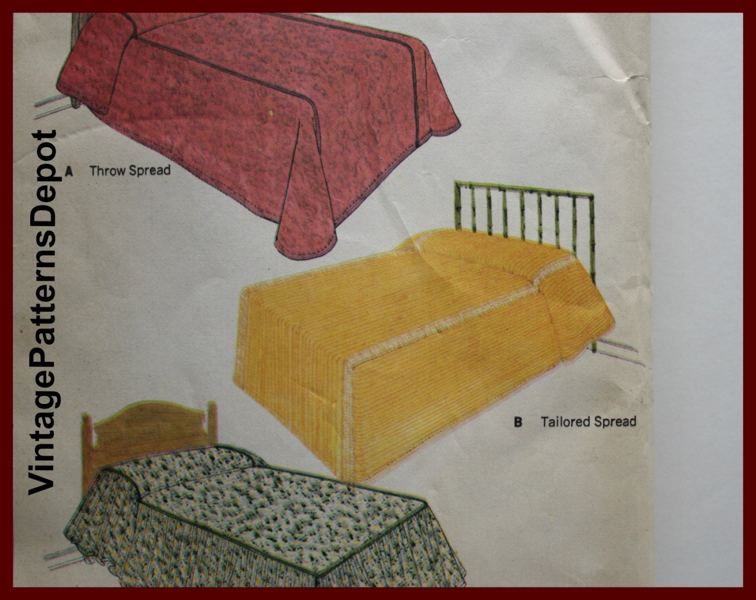 1906s EASY BEDSPREAD Sewing Pattern Bed by VintagePatternsDepot