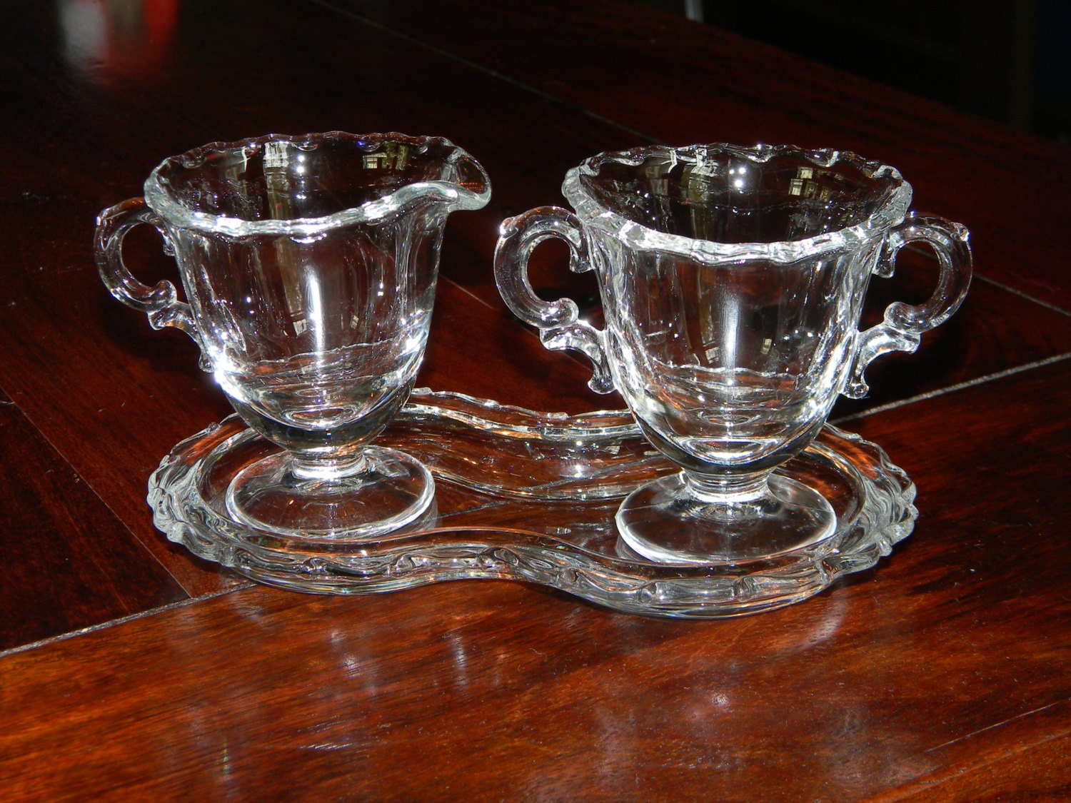 Fostoria Century Pattern Glass Creamer Sugar by eCClecticOdyssey