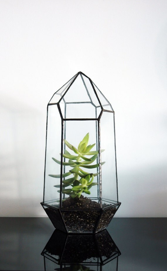 Large Geometric Glass Terrarium / Crystal Terrarium / Quartz