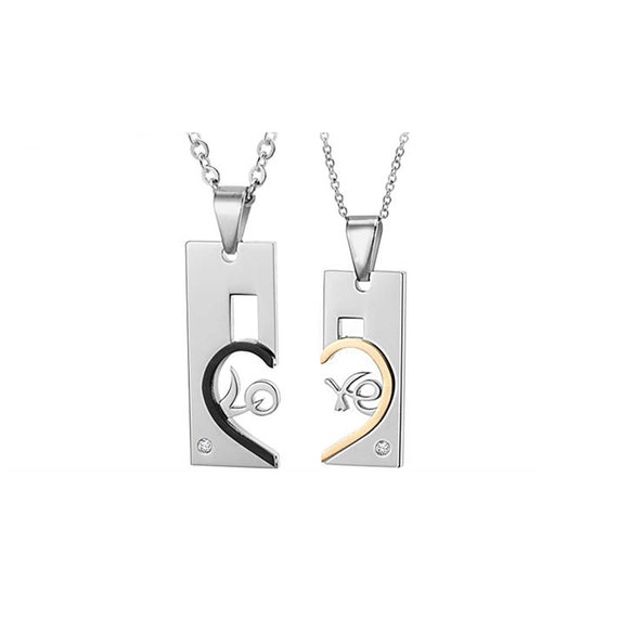 Titanium Steel Heart Puzzle Couples Necklaces