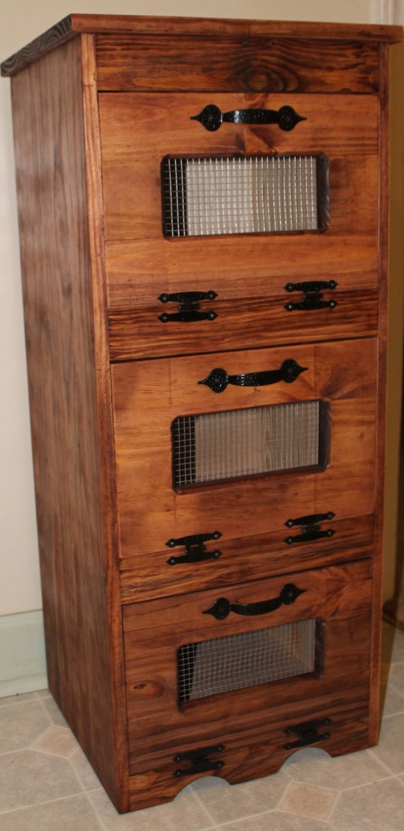 Vegetable Bin wood Potato Storage Rustic Cupboard Country