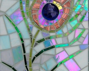 Peacock Feather Card (I) - Glass Mosaic Art - Greetings Card - Peacock Art - Birthday Card - Mosaic Peacock - Bird Card - Feathers -Bird Art