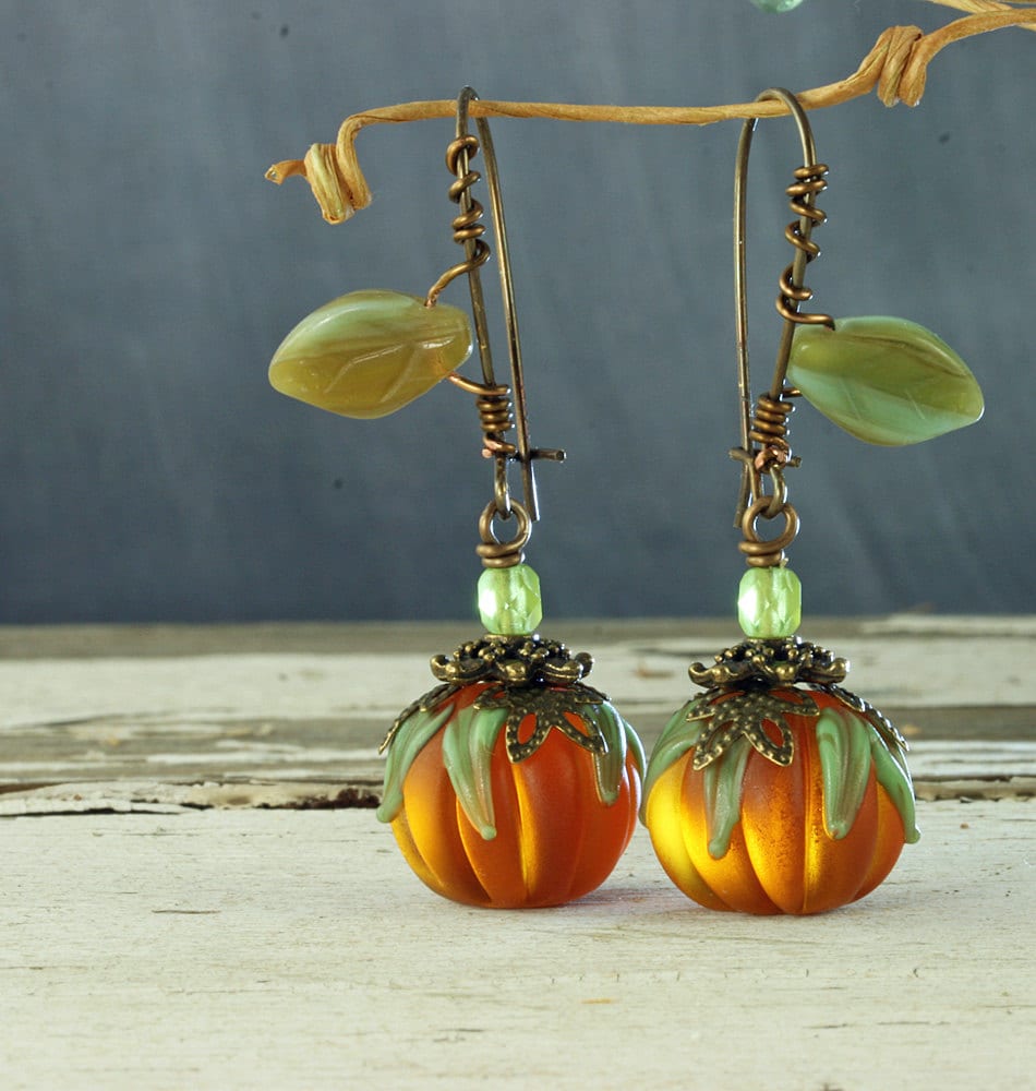 Pumpkin Earrings Halloween Earrings Pumpkin Jewelry Pumpkin