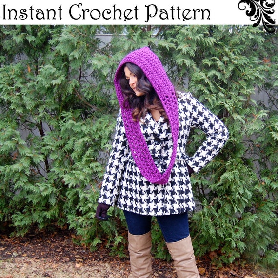 crochet jacket hoodie pattern Scarf/Hoodie Pattern CarmenBee DOWNLOAD Crochet DIGITAL for by