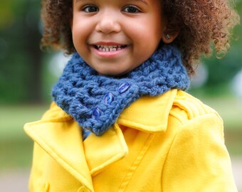 Denim Blue Kids Scarf Kids Scarflette Girls Scarf Boys Scarf Girls Scarflette Boys Scarflette Blue Scarf Blue Scarflette Button Cowl