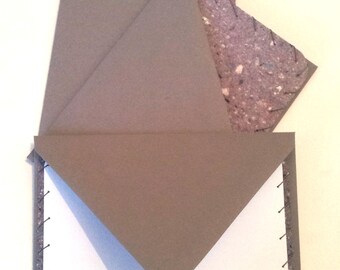 SALE: Hand stitched notecards with homemade paper // blank flat cards with gray envelopes // thank you set // stationery sheets