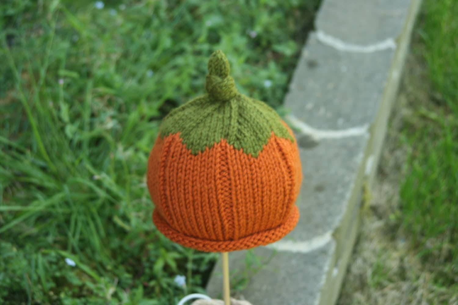 PATTERN Knit Pumpkin Hat 5 sizes Newborn 3-6 mth 12-18