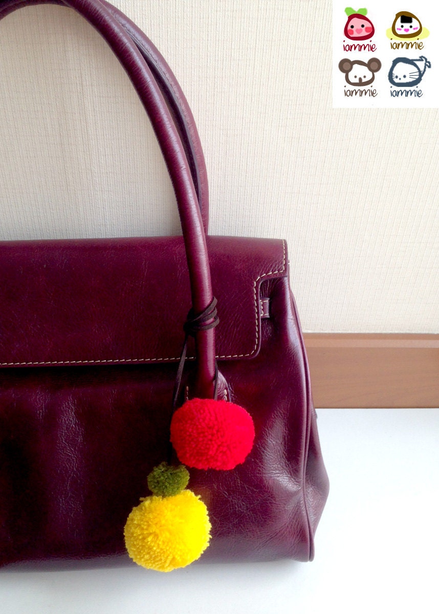 Pom Pom Bag Decor purse handbag bag charm pom pom charm