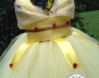 Princess Belle Tutu Dress - Belle Costume - Belle Dress - Beauty and the Beast Tutu Dress