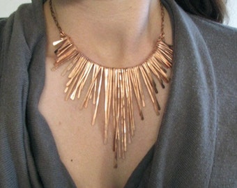Copper Fringe Necklace - Rough Edge Athena - Handmade in my studio in Austin,Tx- handmade in Austin, Tx