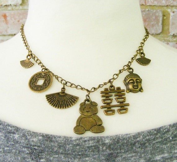 All About China Antique Brass Panda Pendant and by meiguidesigns