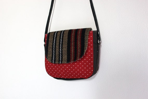 Crossbody Bag, in Red + Brown