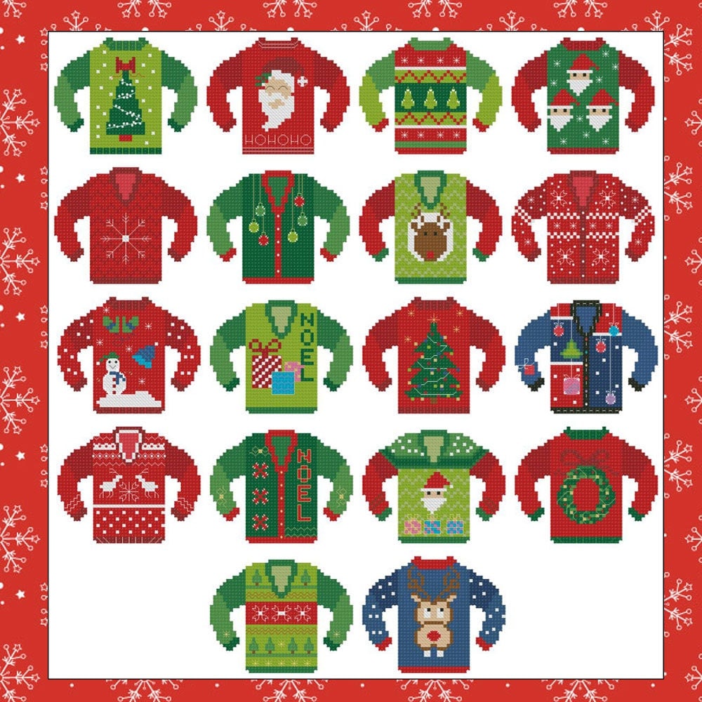 18 Ugly Christmas Sweater Ultimate Collection Cross Stitch PDF