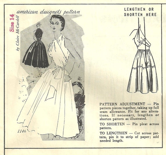 Spadea 1146 Vintage 50s Designer Sewing Pattern By Claire McCardell