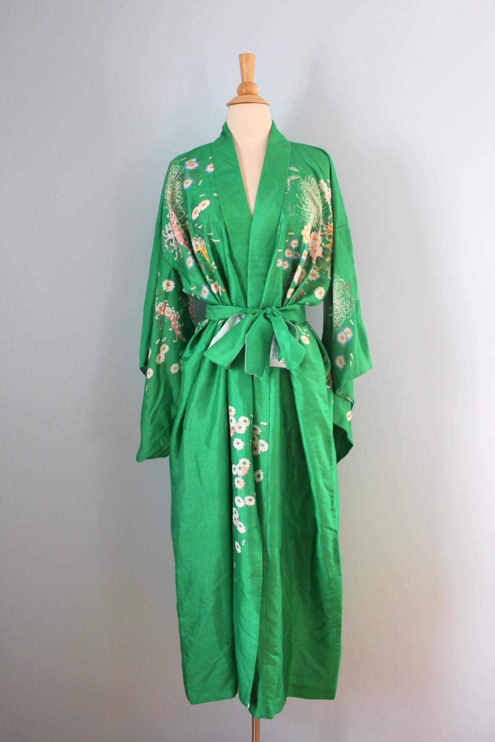 1950s silk Kimono / 50s Hayashi Kimono / Floral reversible